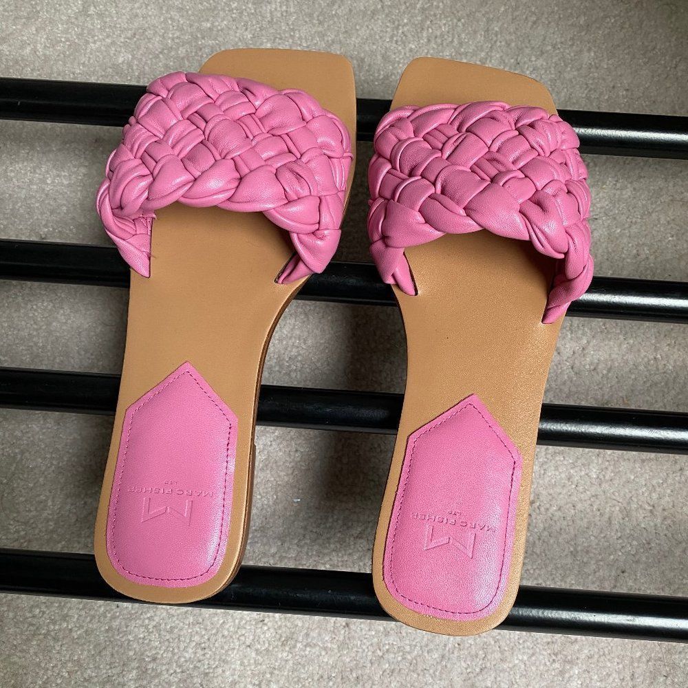 MARC FISHER Women Reanna Leather Slide Sandals - NEW NWOB - Picture 2 of 9